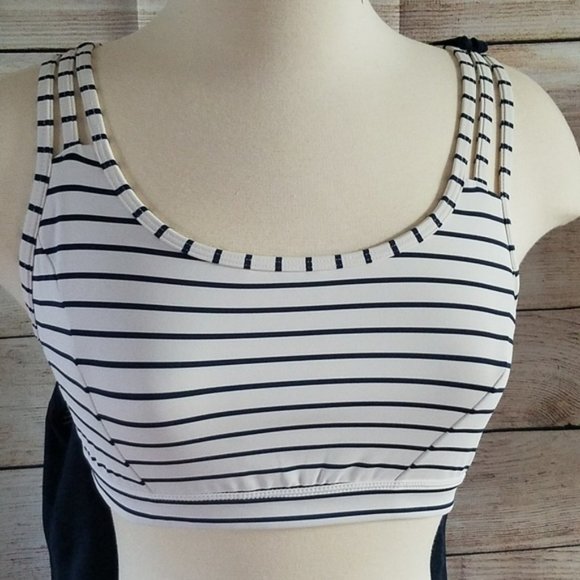 Athleta Fully Focused Top Tank Bra Support Navy Blue / White Size XXS EUC - Picture 11 of 15